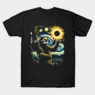 Sloth Eclipse Watcher: Chilling Under the Solar Phenomenon Tee T-Shirt